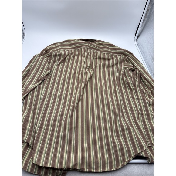 Banana Republic Men's Long Sleeve Button Up Shirt Size Large Brown Stripes - Picture 8 of 12